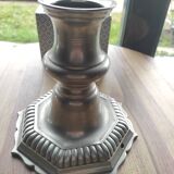 Candlestick or lamp in solid punched pewter