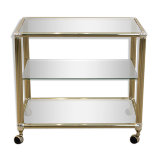 Brass and Glass Belgium Bar Cart, 1970s