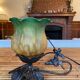 Pair of lamps cherubs bronze vintage glass paste