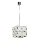 1970s Czech Geometric Pressed Glass and Chrome Cube Pendant Light