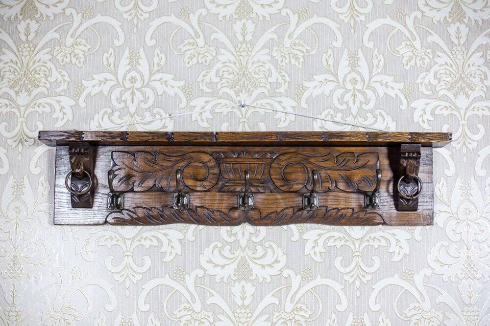 Antique Oak Coat Rack, 1890s
