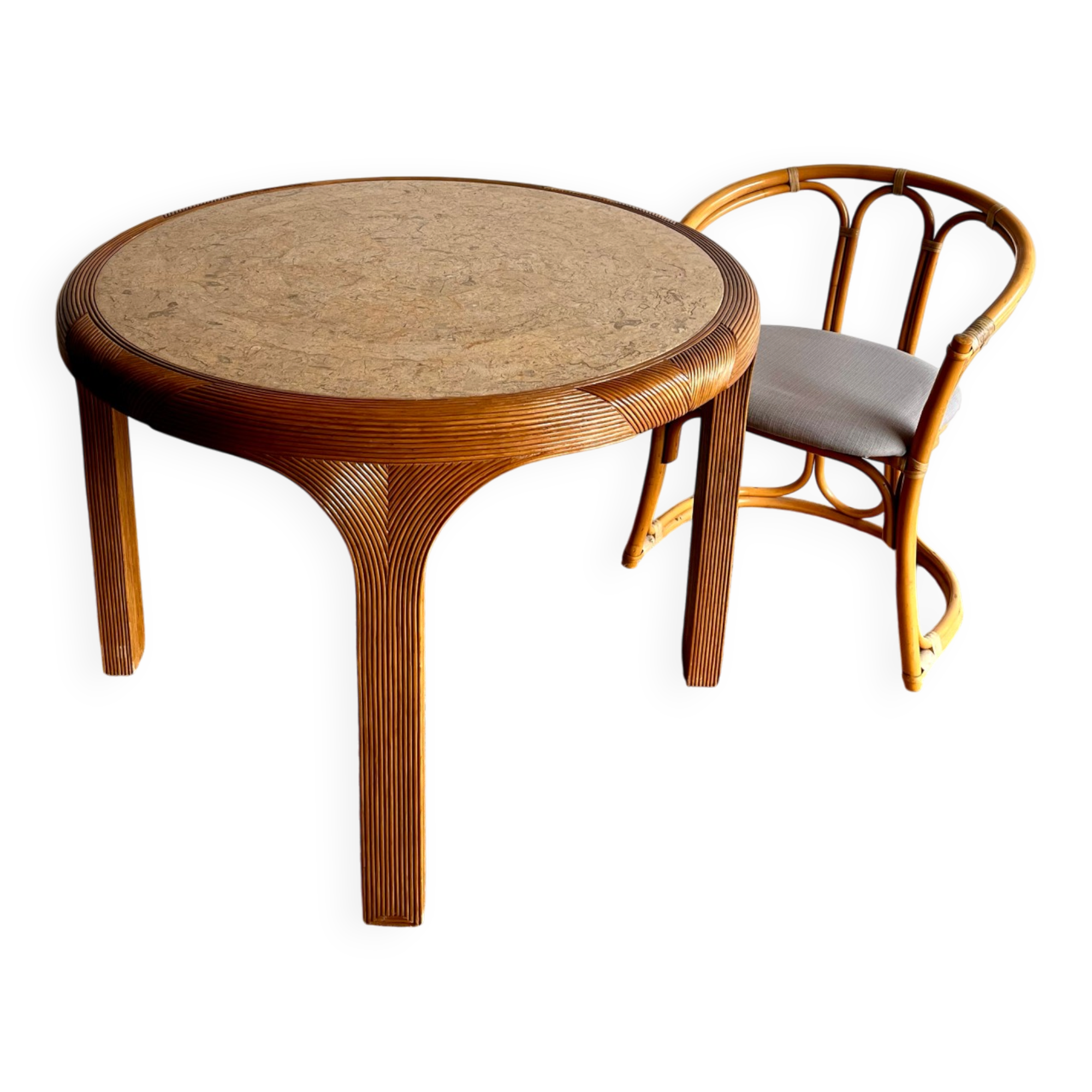 Vivai del Sud rattan dining table — Italy, 1970s
