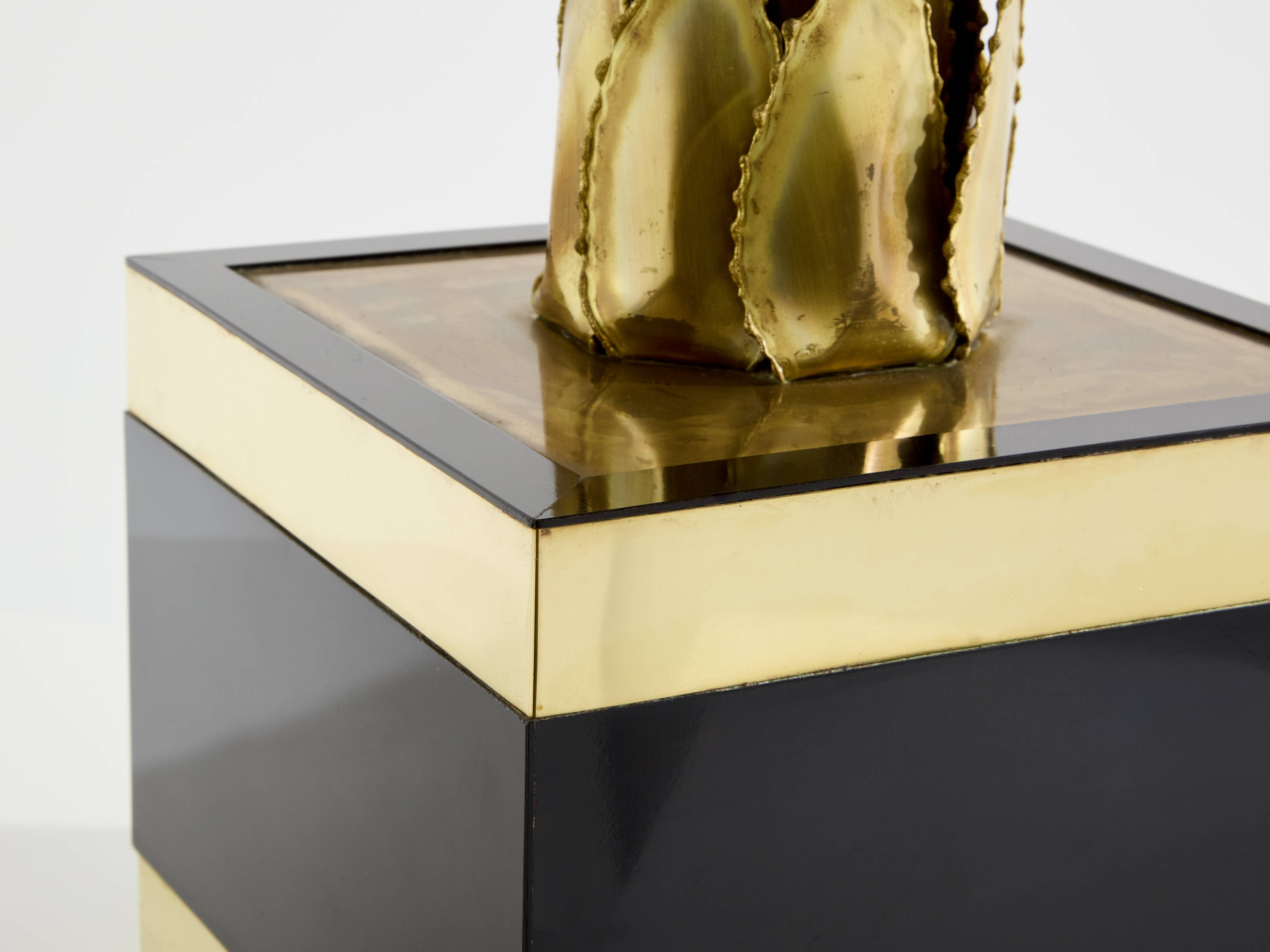 Christian Techoueyres brass palm lamp for Maison Jansen 1970s