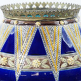Antique Sarreguemines Majolica and bronze planter-19th century