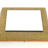 1960s brass wall backlit mirror, frame with glass beads by Palwa