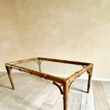 Glass and bamboo coffee table