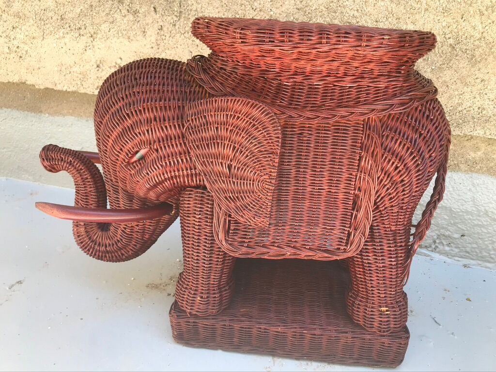 Elephant rattan side table