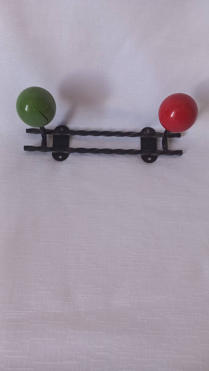 Vintage ball and metal coat racks