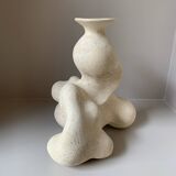 Vase grès blanc brut