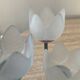 Duo of vintage metal and glass candlesticks