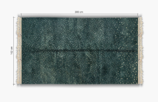 Green mrirt berber carpet with white polka dots 300 x 160