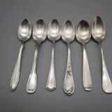 Set of 6 small mismatched old silver metal spoons for a chic table