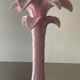 Vintage palm candle holder in pink glazed ceramic