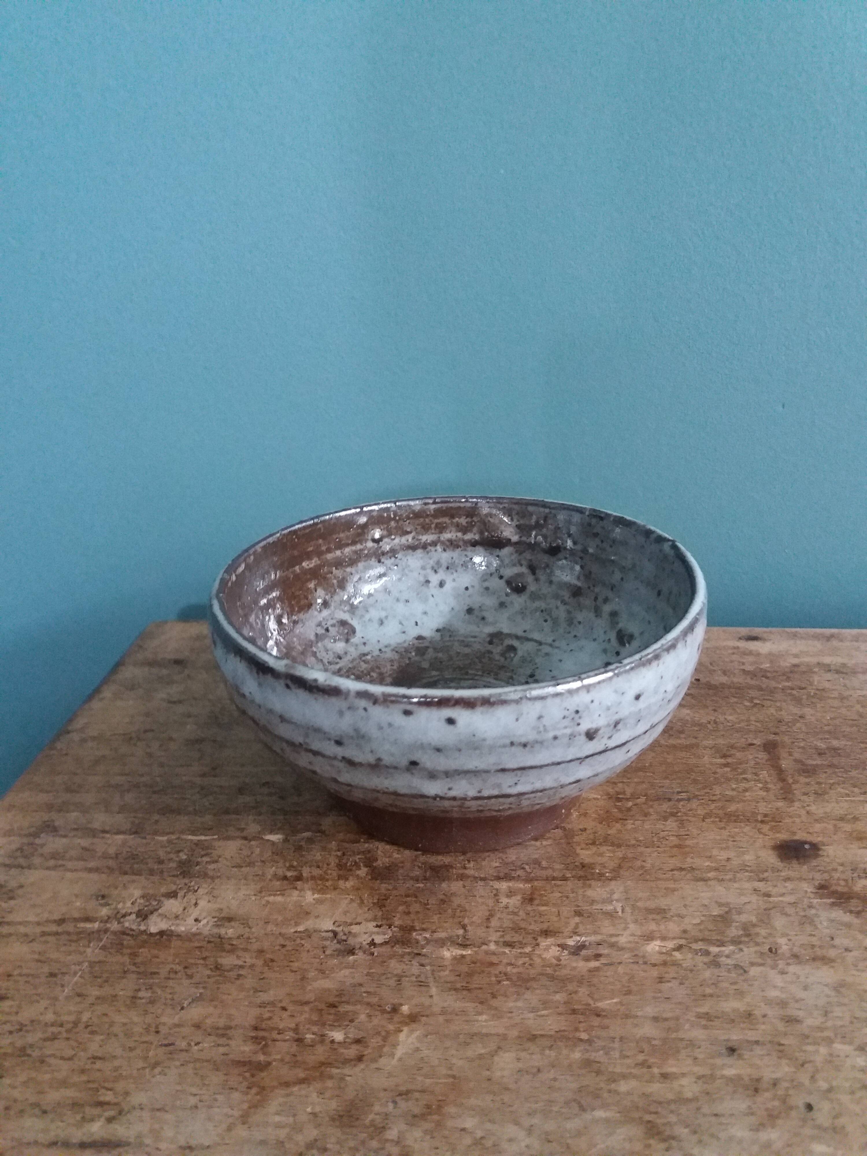 Handmade stoneware bowl and emptying tray