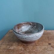 Handmade stoneware bowl and emptying tray
