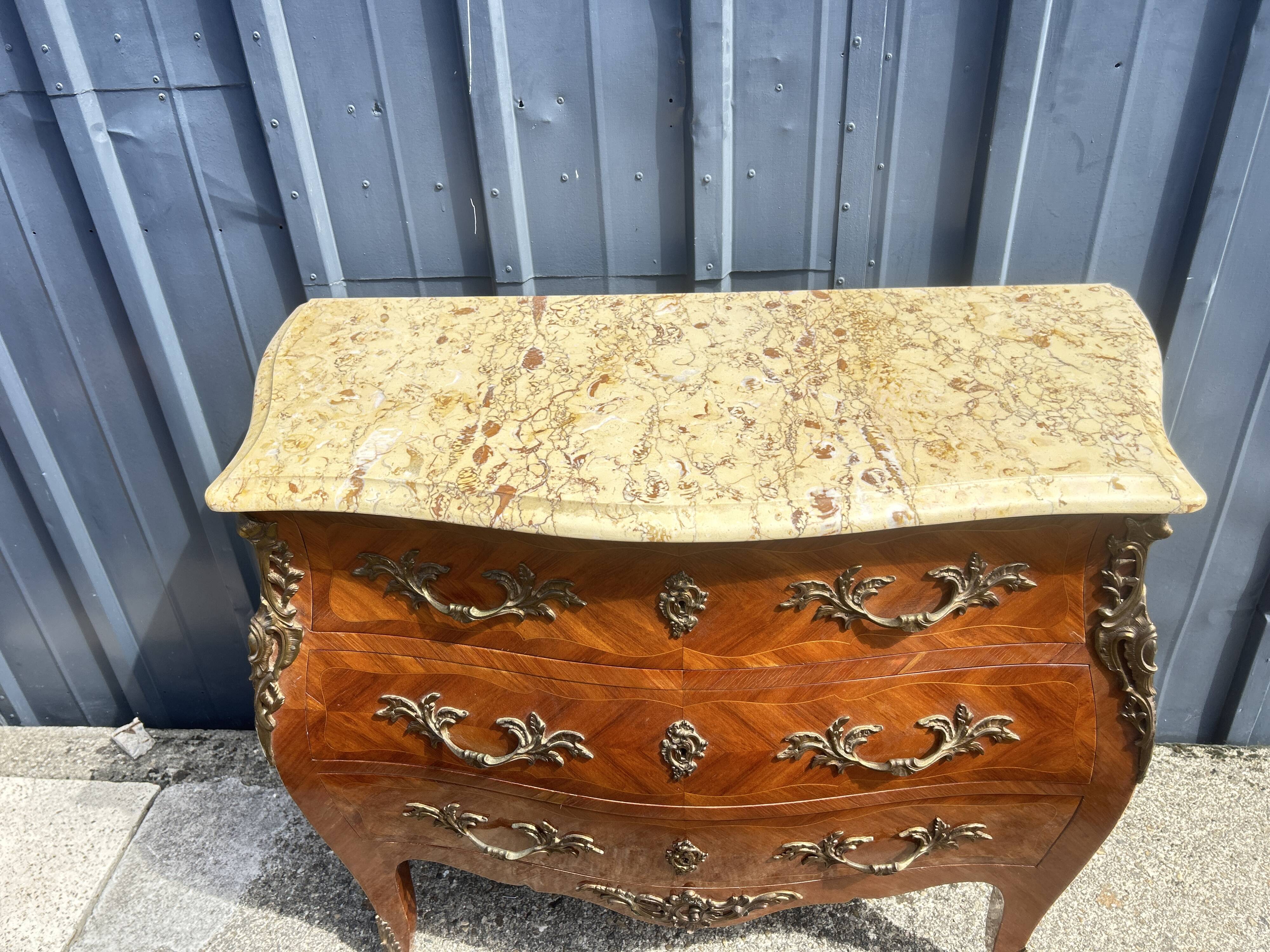 Louis XV Style Commode, 3 drawers, rosewood, marble top