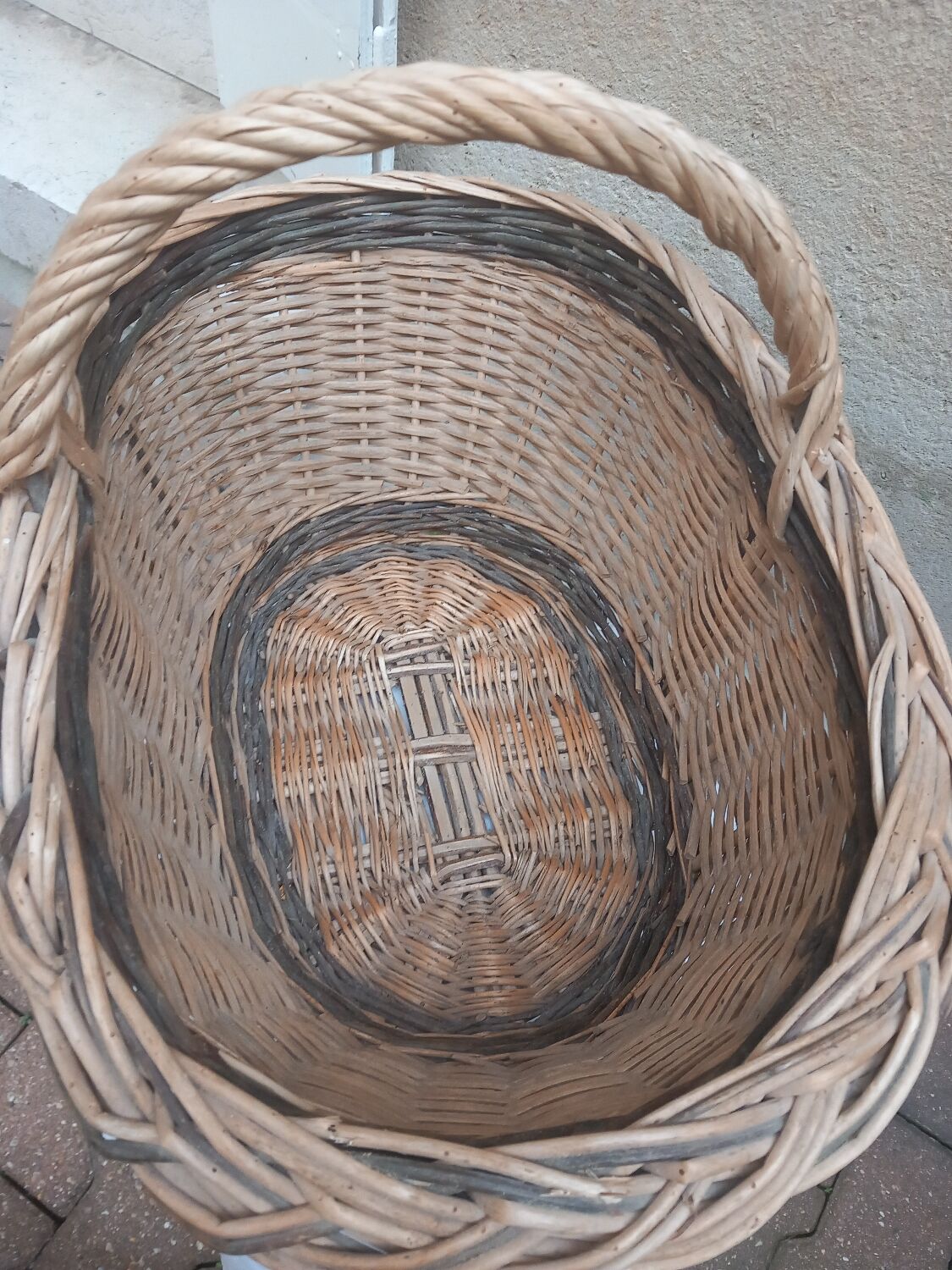 Oval basket woven wicker and hazel