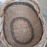Oval basket woven wicker and hazel