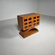 Mid-century modern mobile bar cabinet with sculptural base, 1950s.