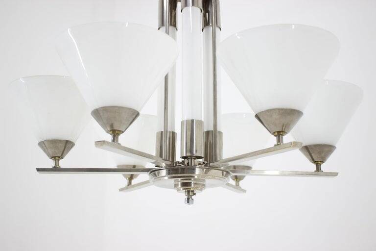 Large Original Bauhaus Art Deco Chandelier, 1930s / Functionalism