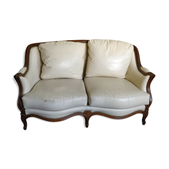 Cream leather toad sofa