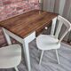 Upcycled Vintage Kitchen Dining Set Table and 2 Chairs - Cream and Walnut