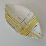 Salins shuttle dish – “Montreal” yellow & black decor – 1950s