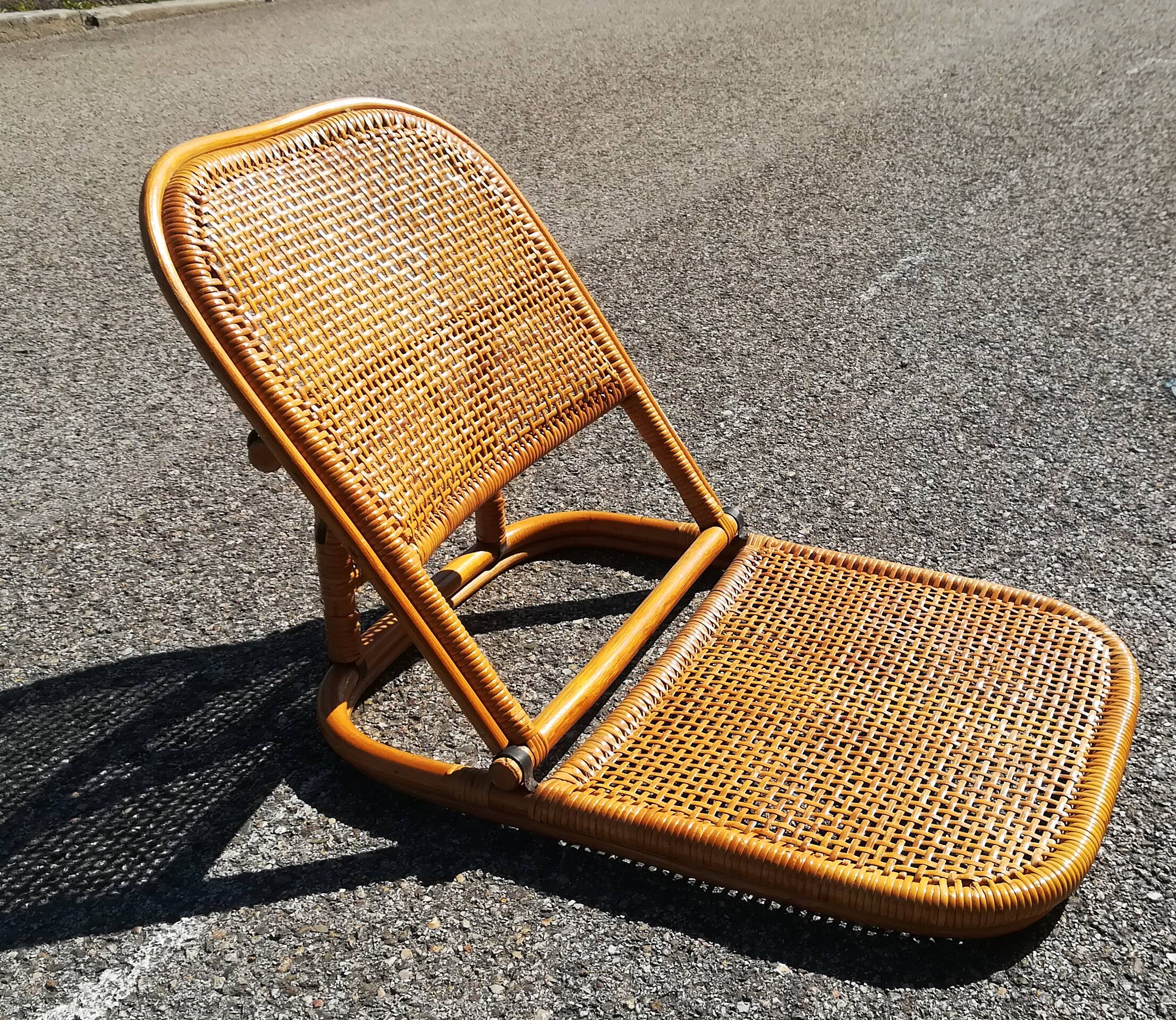 Folding rattan beach chair, USA, 1960s