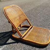 Folding rattan beach chair, USA, 1960s