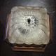 Wall ceiling lamp wood and (amber) glass 1960s moulded