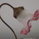 French Art Nouveau Brass Goose Neck Table Lamp White & Pink Glass Shade