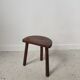 Stool in solid wood tripod seat half-moon