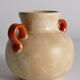 Art Deco Ceramic Beige Vase with Red Handles by Anna-Lisa Thomson, Upsala Ekeby
