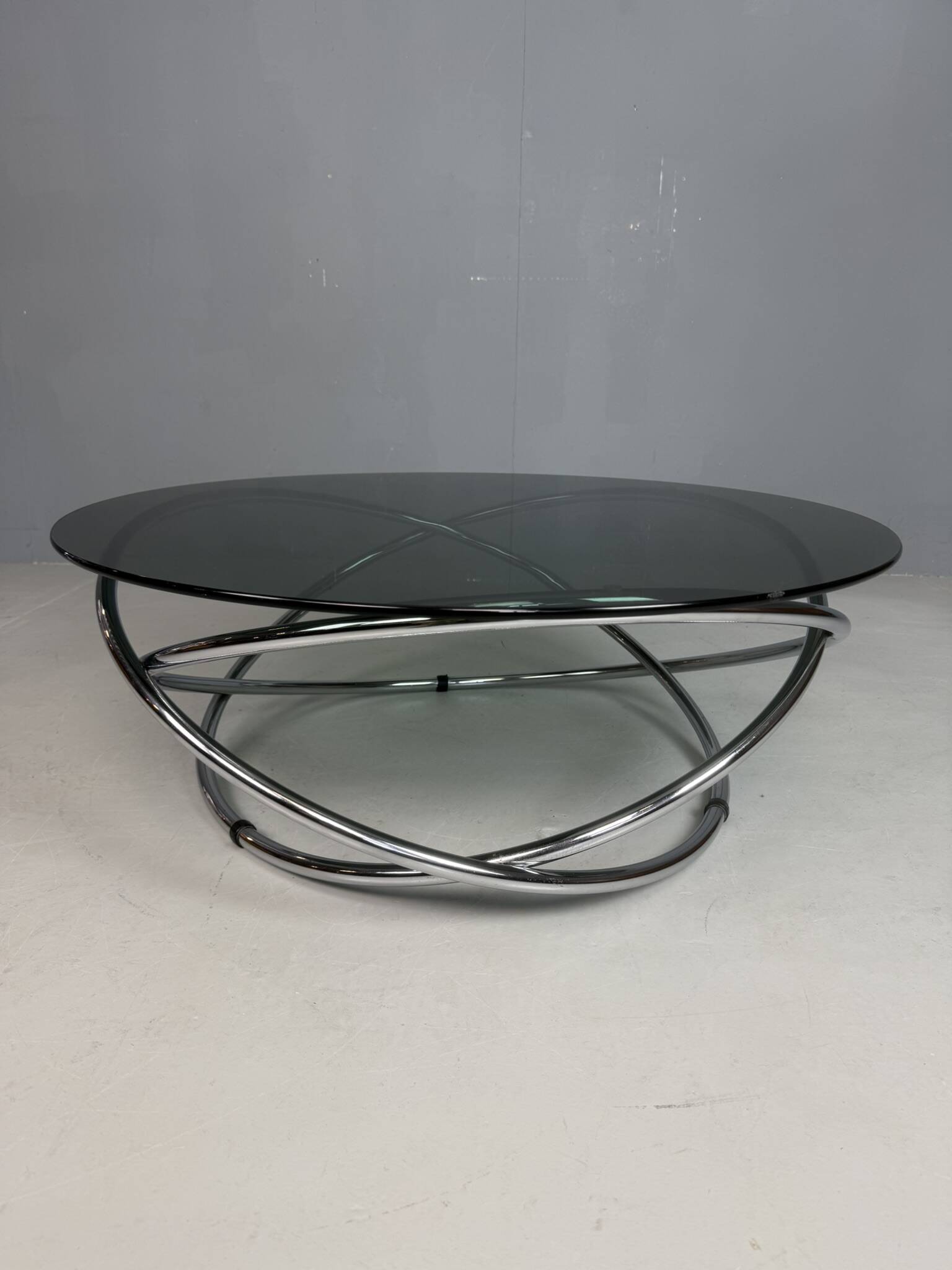 Mac chrome and smoked glass Coffee Table from Miniforms, Italy, 1970s