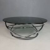 Mac chrome and smoked glass Coffee Table from Miniforms, Italy, 1970s