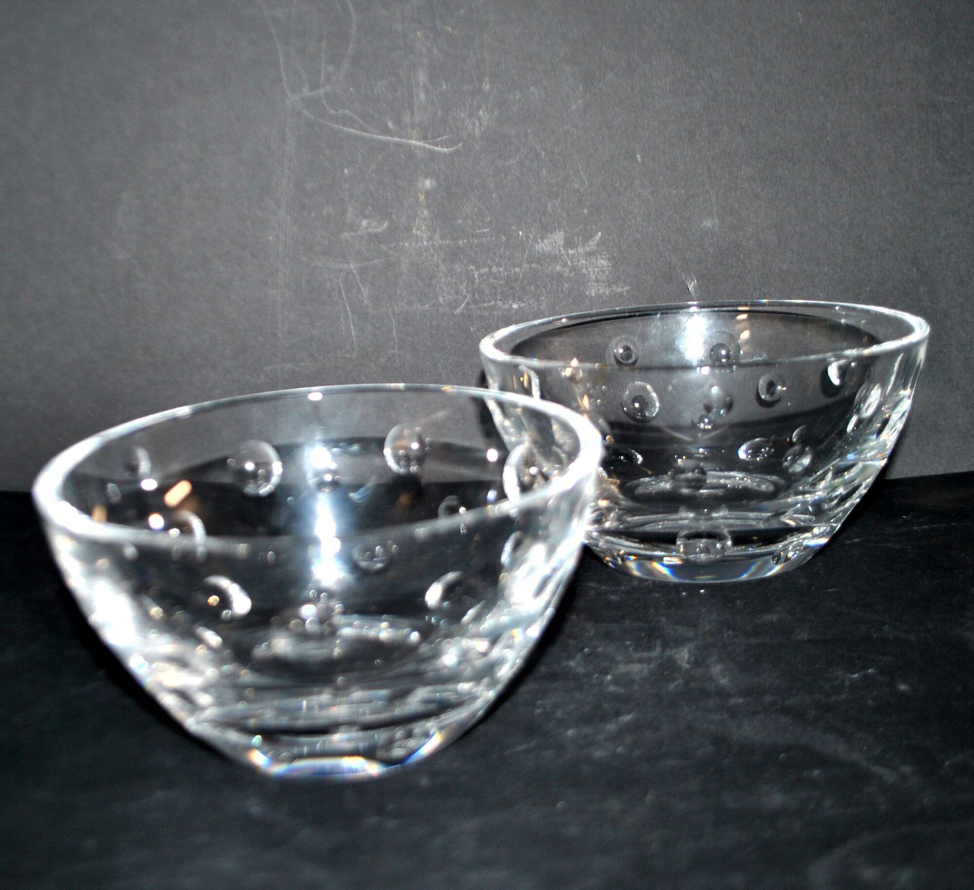 Cristal jg durand set of 2 cut crystal bowls with bubble dots