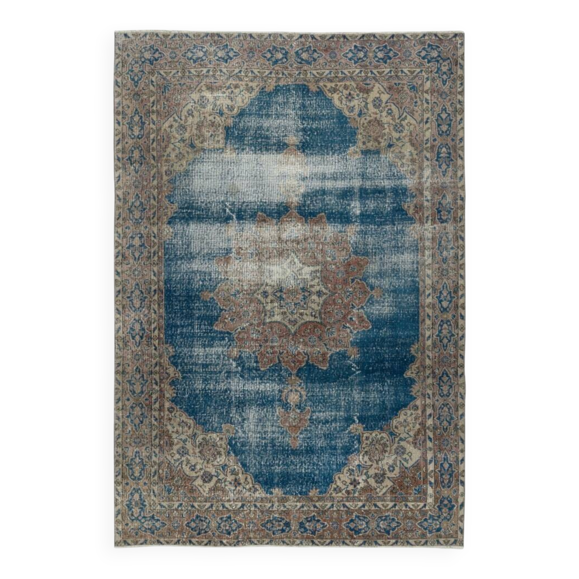 Vintage Handmade Large Area Rug. One of a kind Turkish Carpet