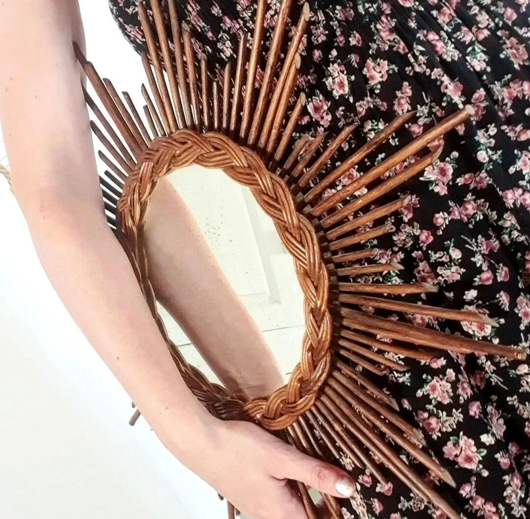 Rattan sun mirror