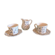 White ceramic tea set with blue flowers / vintage 70s