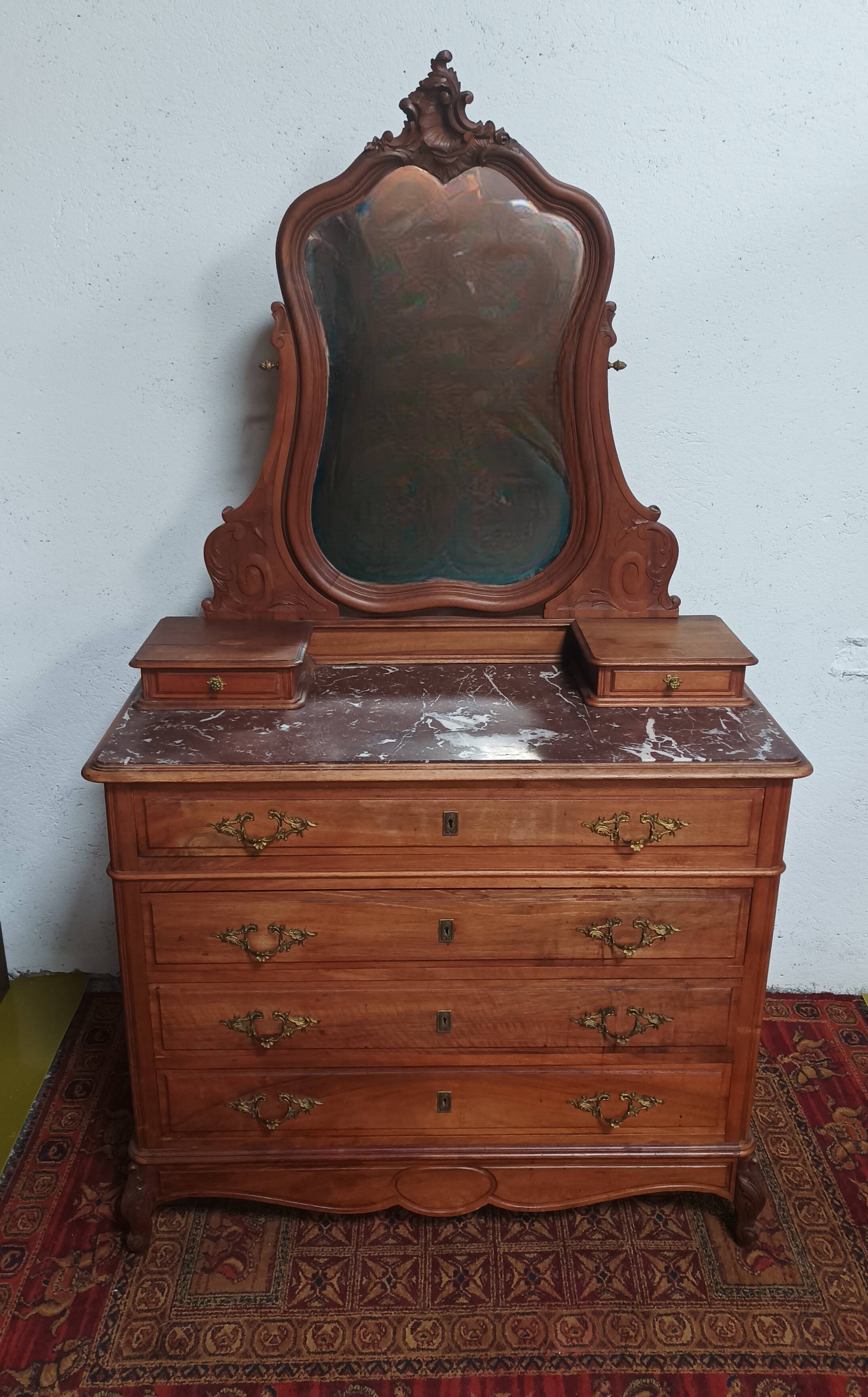 Louis XV walnut dressing table chest of drawers