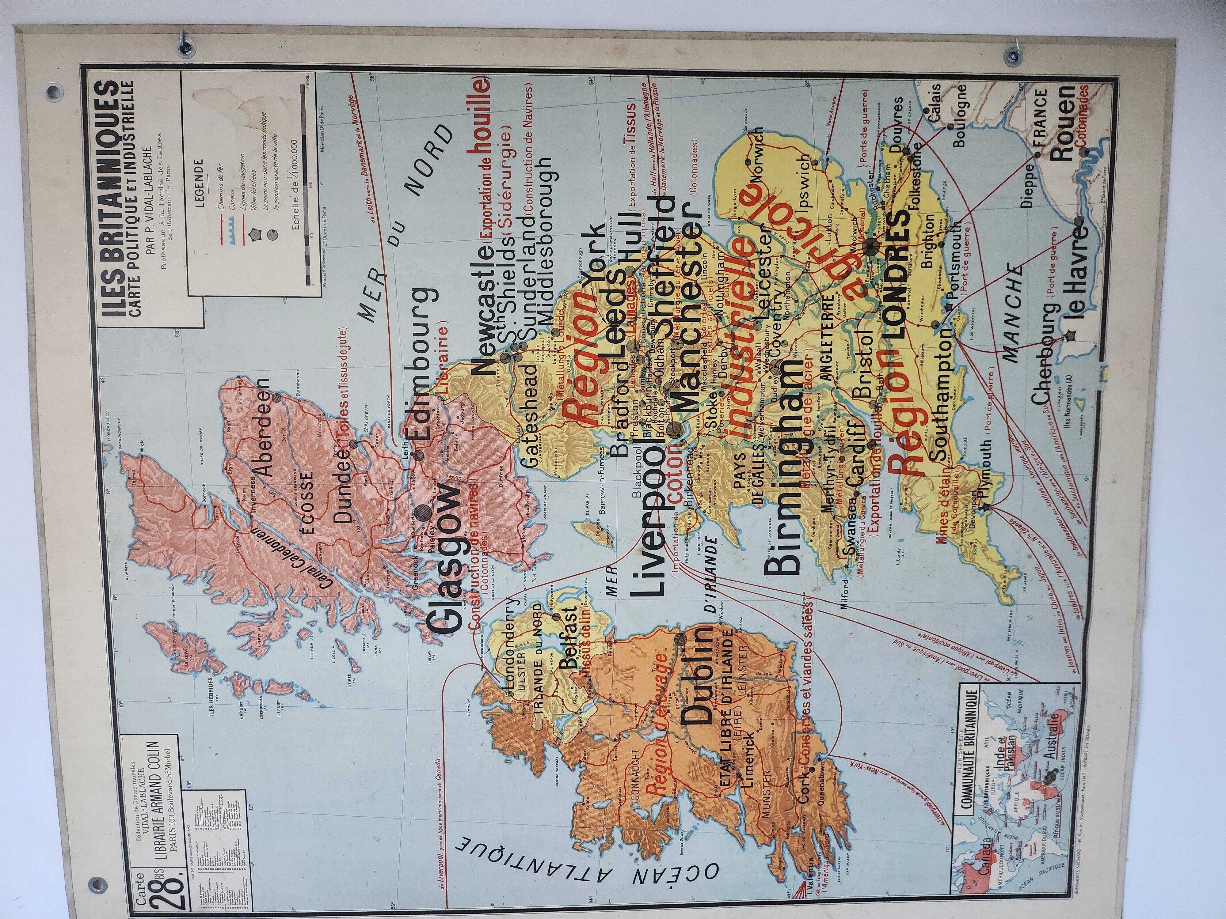 Vidal lablache school wall map 28 and 28 bis