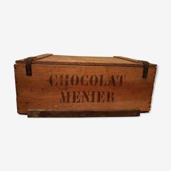 Caisse en bois publicitaire chocolat menier