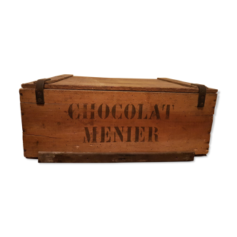 Wooden chocolate advertising box menier