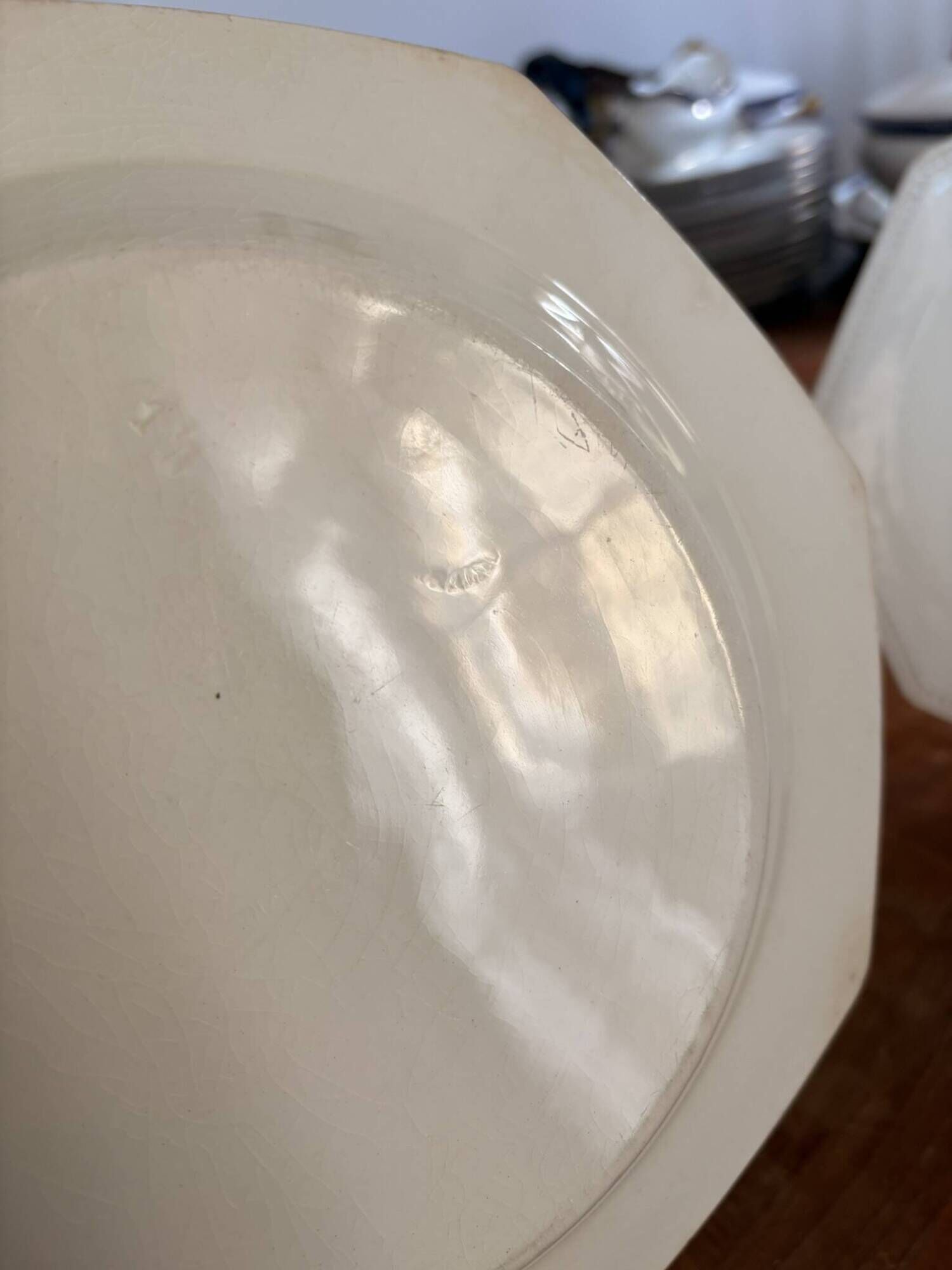 Old Lot Faience Plate Creil Montereau 19th Century Ivory Pearl Decor