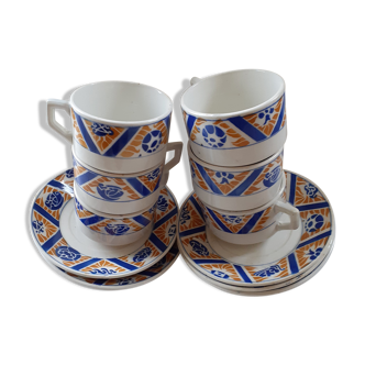 Set de 5 tasses et 6 soucoupes