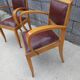 Paire de fauteuil bridge en skaï marron années 50