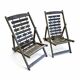 2 x weighty solid foldable wooden colonial deckchair / deck chair / 1960s