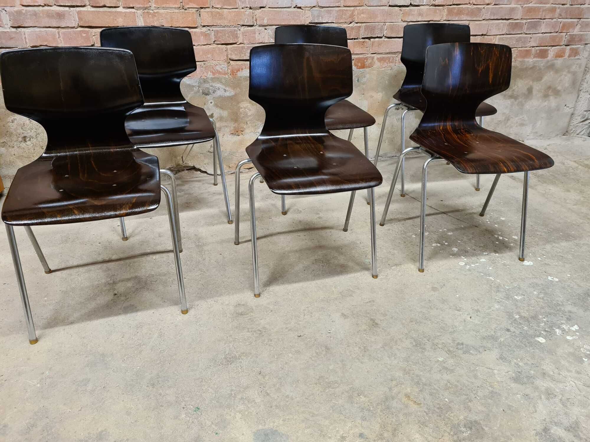 Set of 6 vintage stackable chairs pagwood Flötotto