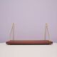 Danish vintage teak wall shelf brass supports