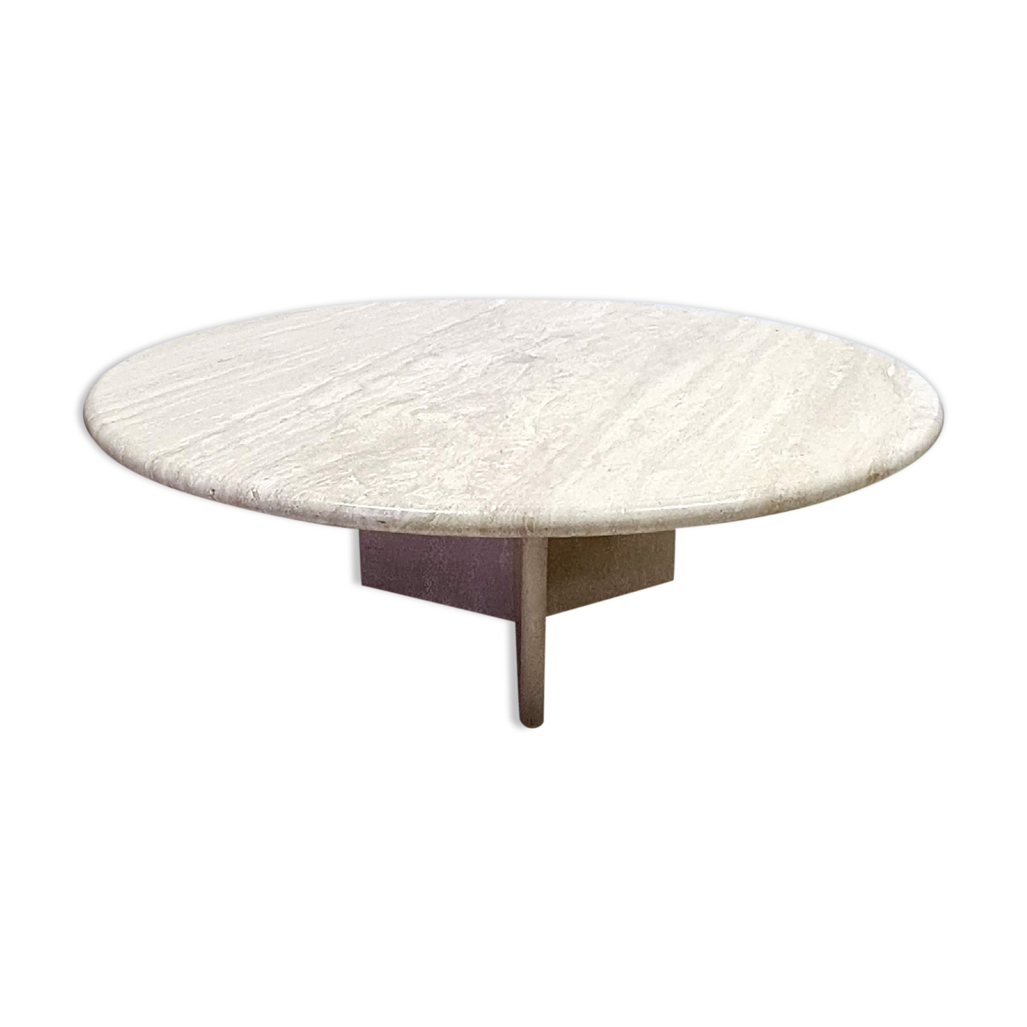 Round travertine coffee table, Italy 1970s